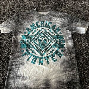 American Fighter Teal and Gray Graphic Tee